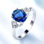 2 1/2 CTW Oval Blue Nano Sapphire Solitaire Cocktail Ring in 0.925 White Sterling Silver (MDS230137)