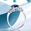2 1/2 CTW Oval Blue Nano Sapphire Solitaire Cocktail Ring in 0.925 White Sterling Silver (MDS230138)