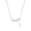 4/5 CTW Pear White Cubic Zirconia Leaf Floral Necklace in 0.925 White Sterling Silver (MDS230144)
