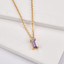 1/4 CT Emerald purple Cubic Zirconia Solitaire Yellow Gold Plated Pendant Necklace in 0.925 Sterling Silver With Chain (MDS230150)