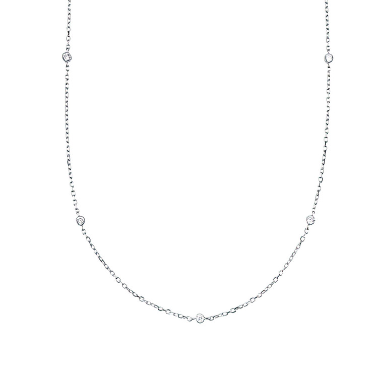 2/5 CTW Round White Cubic Zirconia Gemstones by the Yard Necklace in 0.925 White Sterling Silver (MDS230152)