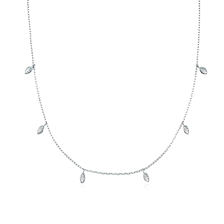 2/3 CTW Marquise White Cubic Zirconia Gemstones by the Yard Necklace in 0.925 White Sterling Silver (MDS230154)