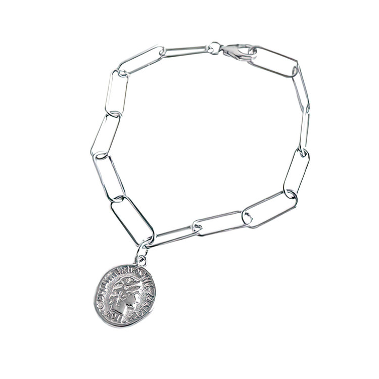 Symbolic Charm Link Bracelet in 0.925 White Sterling Silver (MDS230167)