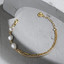 1 1/5 CTW Baroque White Freshwater Tennis Chain Yellow Gold Plated Bracelet in 0.925 Sterling Silver with Circle Charm (MDS230168)