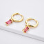 3/4 CTW Emerald Pink Cubic Zirconia Dancing Charm Huggie Yellow Gold Plated Earrings in 0.925 Sterling Silver (MDS230179)