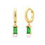 3/4 CTW Emerald Green Cubic Zirconia Dancing Charm Huggie Yellow Gold Plated Earrings in 0.925 Sterling Silver (MDS230182)