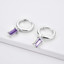 3/4 CTW Emerald purple Cubic Zirconia Dancing Charm Huggie Earrings in 0.925 White Sterling Silver (MDS230184)