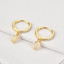 3/4 CTW Pear White Quartz Dancing Charm Huggie Yellow Gold Plated Earrings in 0.925 Sterling Silver (MDS230190)