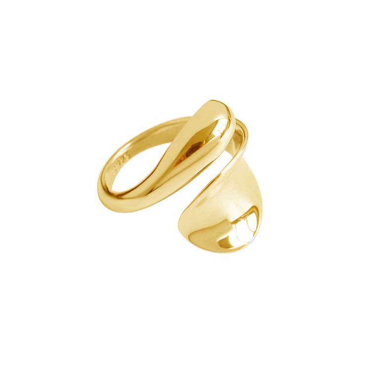 Twisted Cocktail Yellow Gold Plated Ring in 0.925 Sterling Silver Ajustable size (MDS230192)