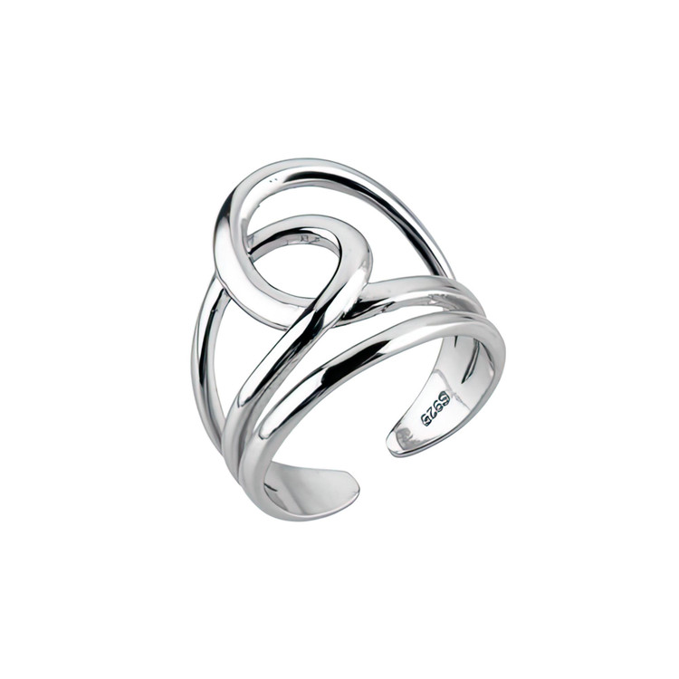 Twisted Cocktail Ring in 0.925 White Sterling Silver Ajustable size (MDS230195)