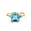 4 2/5 CTW Princess Blue Cubic Zirconia Three-stone Cocktail Yellow Gold Plated Ring in 0.925 Sterling Silver (MDS230215)