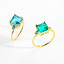 4 2/5 CTW Princess Blue Cubic Zirconia Three-stone Cocktail Yellow Gold Plated Ring in 0.925 Sterling Silver (MDS230216)
