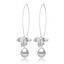 Oval White Freshwater Pearl Floral Leaf Drop/Dangle Earrings in 0.925 White Sterling Silver (MDS230232)