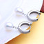 Oval White Freshwater Pearl Pave Set Drop/Dangle Huggie Earrings in 0.925 White Sterling Silver (MDS230233)