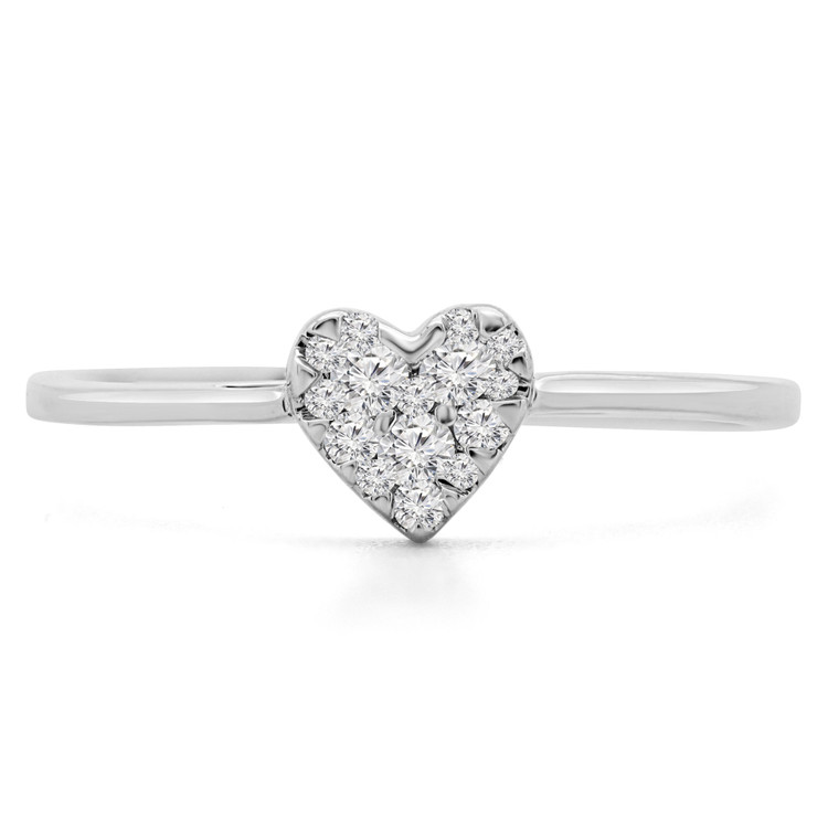 1/8 CTW Round Diamond Promise Heart Cluster Engagement Ring in 14K White Gold (MDR190074)
