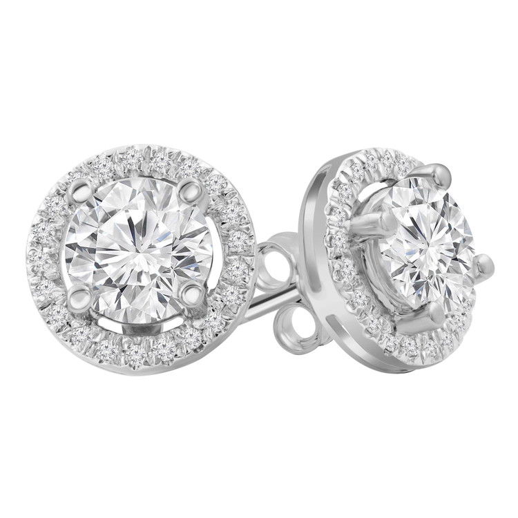 2 1/8 CTW Round Lab Created Diamond 4-Prong Halo Stud Earrings in 14K White Gold (MD230252)