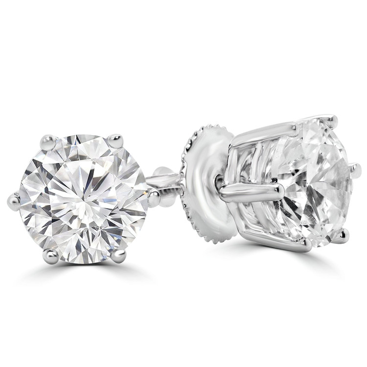 1 CTW Round Lab Created Diamond 6-Prong Stud Earrings in 14K White Gold (MD230263)