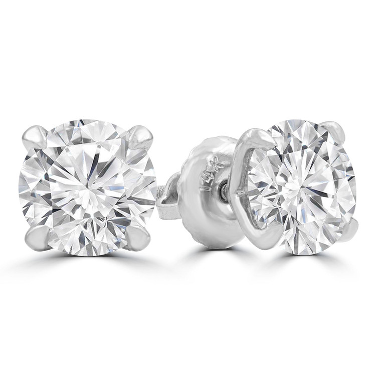 1 CTW Round Lab Created Diamond 4-Prong Stud Earrings in 14K White Gold (MD230267)