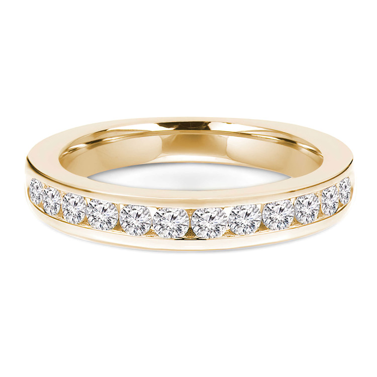 3/8 CTW Round Diamond 3/4 Way Channel Set Semi-Eternity Anniversary Wedding Band Ring in 14K Yellow Gold (MD230301)