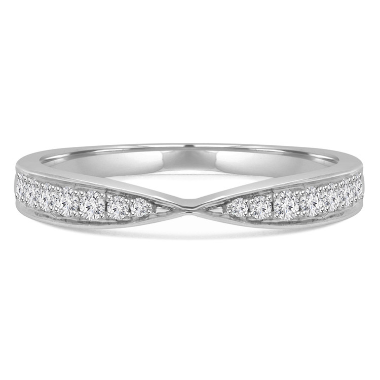 1/7 CTW Round Diamond Pinched Semi-Eternity Anniversary Wedding Band Ring in 14K White Gold (MD230306)