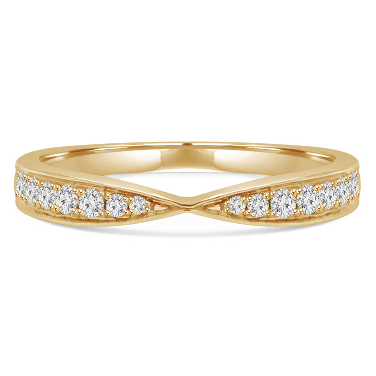 1/7 CTW Round Diamond Pinched Semi-Eternity Anniversary Wedding Band Ring in 14K Yellow Gold (MD230307)