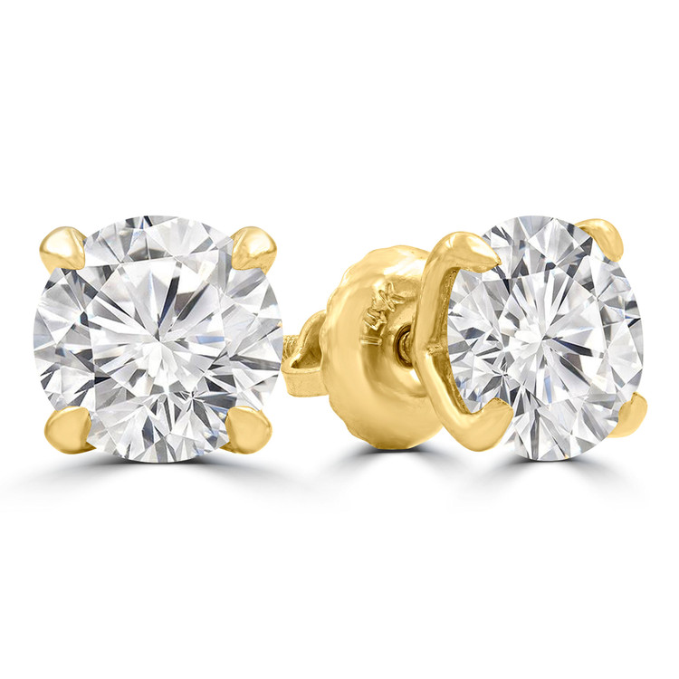 1 1/2 CTW Round Diamond 4-Prong Stud Earrings in 14K Yellow Gold (MD240013)