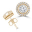 9/10 CTW Round Diamond Bezel Set Halo Stud Earrings in 14K Yellow Gold (MD240023)