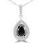 4 3/4 CTW Pear Black Diamond Double Pear Halo Pendant Necklace in 14K White Gold (MD240024)