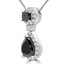 2 3/5 CTW Pear Black Diamond Two-stone Pear Halo Pendant Necklace in 14K White Gold (MD240025)