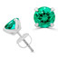 2 1/10 CTW Round Green Emerald Lab Created 4-Prong Stud Earrings in 14K White Gold (MD240061)