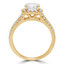 1 1/4 CTW Round Diamond Three-row Cushion Halo Engagement Ring in 14K Yellow Gold (MD240070)