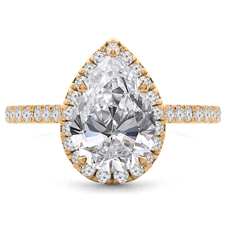 1 1/2 CTW Pear Diamond Pear Halo Engagement Ring in 14K Yellow Gold with Accents (MD240077)