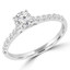 2/3 CTW Round Diamond Shared-prong Trellis Solitaire with Accents Engagement Ring in 14K White Gold (MD240081)