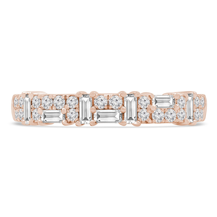 2/5 CTW Baguette Diamond Accent Patterned Semi-Eternity Anniversary Wedding Band Ring in 18K Rose Gold (MDR230004)