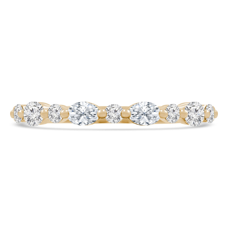 2/5 CTW Oval Diamond Alternating Round Shared Prong Semi-Eternity Anniversary Wedding Band Ring in 18K Yellow Gold (MDR230011)