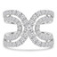 1 1/2 CTW Round Diamond Split Criss-Cross "U" Cocktail Ring in 18K White Gold (MDR230014)