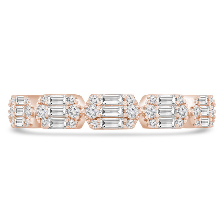2/5 CTW Baguette Diamond Marquise Cluster Semi-Eternity Anniversary Wedding Band Ring in 18K Rose Gold (MDR230018)