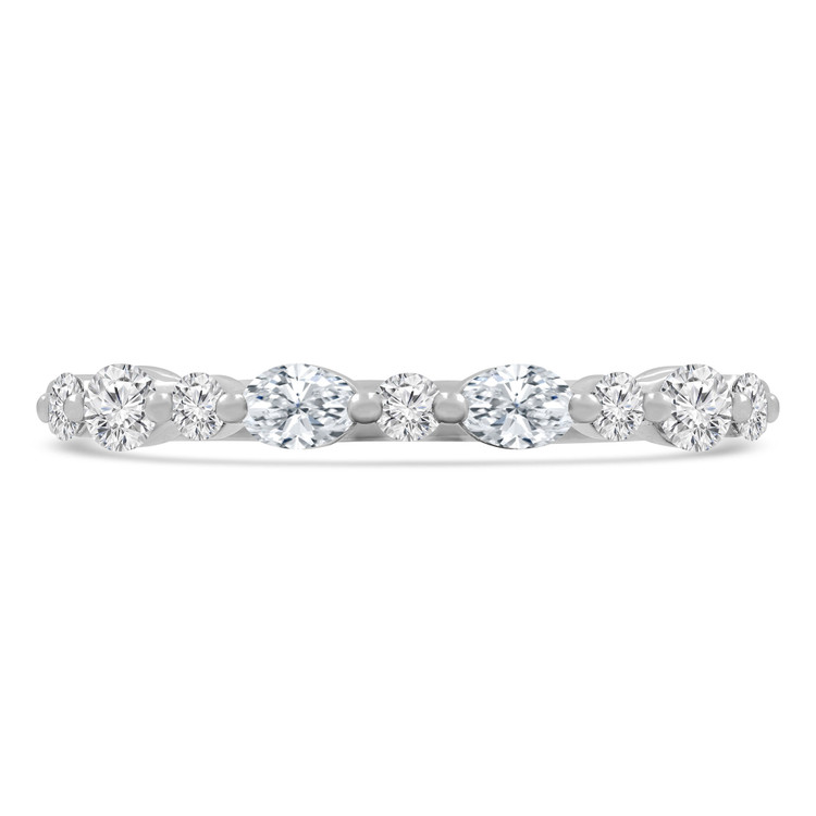 2/5 CTW Oval Diamond Alternating Round Shared Prong Semi-Eternity Anniversary Wedding Band Ring in 18K White Gold (MDR230021)