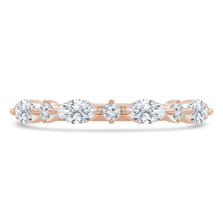 2/5 CTW Marquise Diamond Alternating Round Shared Prong Semi-Eternity Anniversary Wedding Band Ring in 18K Rose Gold (MDR230026)