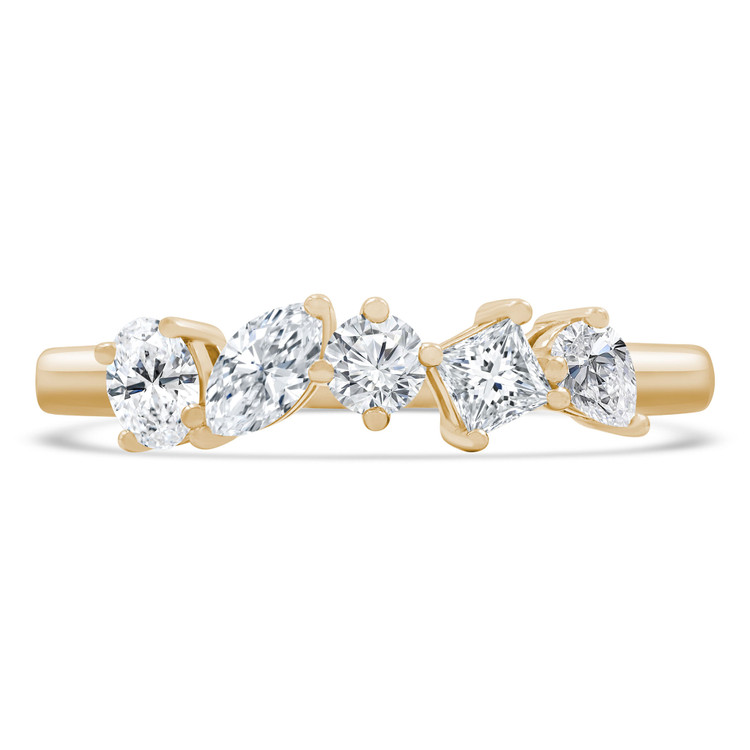 3/5 CTW Multi-shaped Diamond 5 Classic Shape Cocktail Anniversary Wedding Band Ring in 18K Yellow Gold (MDR230038)