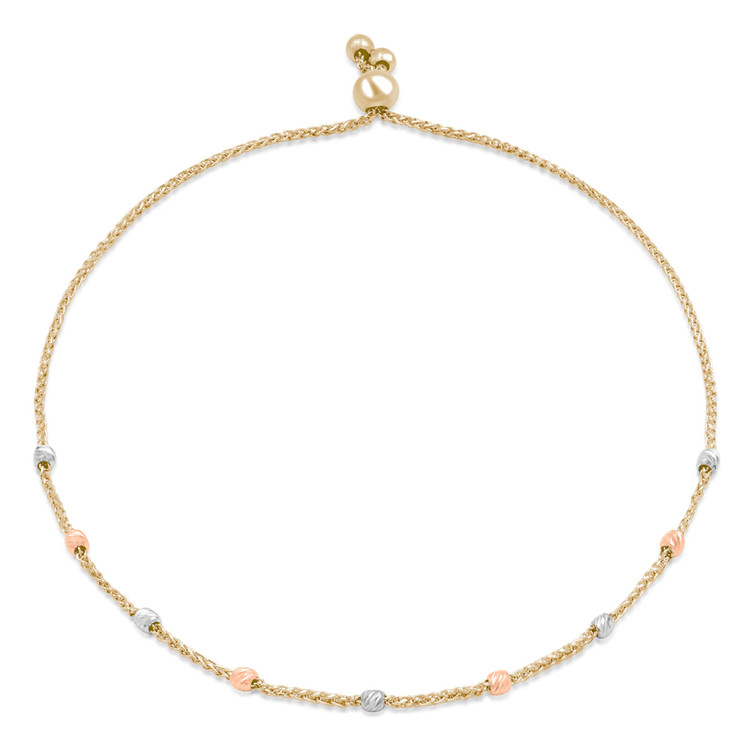 White & Rose Gold Ball Chain Bracelet in 14K Yellow Gold (MDR230039)