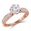 4/5 CTW Round Lab Created Diamond Vintage 6-Prong Hidden Halo Pinched Solitaire with Accents Engagement Ring in 14K Rose Gold (MD240109)