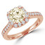 1 2/5 CTW Round Champagne Diamond Cathedral Cushion Halo Engagement Ring in 14K Rose Gold (MD240118)
