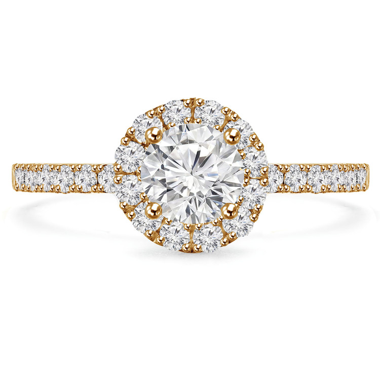 1 1/10 CTW Round Diamond High Set Halo Engagement Ring in 14K Yellow Gold (MD240120)