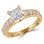 1 1/5 CTW Princess Diamond Solitaire with Accents Engagement Ring in 14K Yellow Gold (MD240127)