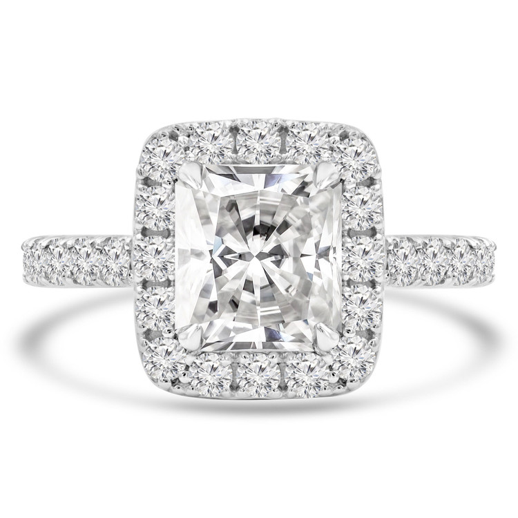 3 CTW Radiant Diamond Radiant Halo Engagement Ring in 14K White Gold with Accents (MD240132)