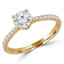 7/8 CTW Round Diamond Tapered Hidden Halo Solitaire with Accents Engagement Ring in 14K Yellow Gold (MD240133)