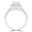 1 1/3 CTW Round Diamond Three-row Cushion Halo Engagement Ring in 14K White Gold with Accents (MD240143)