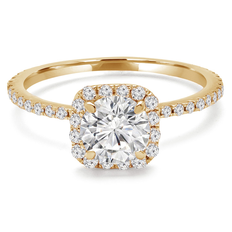 1 7/8 CTW Round Diamond Cushion Halo Engagement Ring in 14K Yellow Gold with Accents (MD240152)