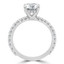 1 CTW Round Diamond Hidden Halo Solitaire with Accents Engagement Ring in 14K White Gold (MD240156)